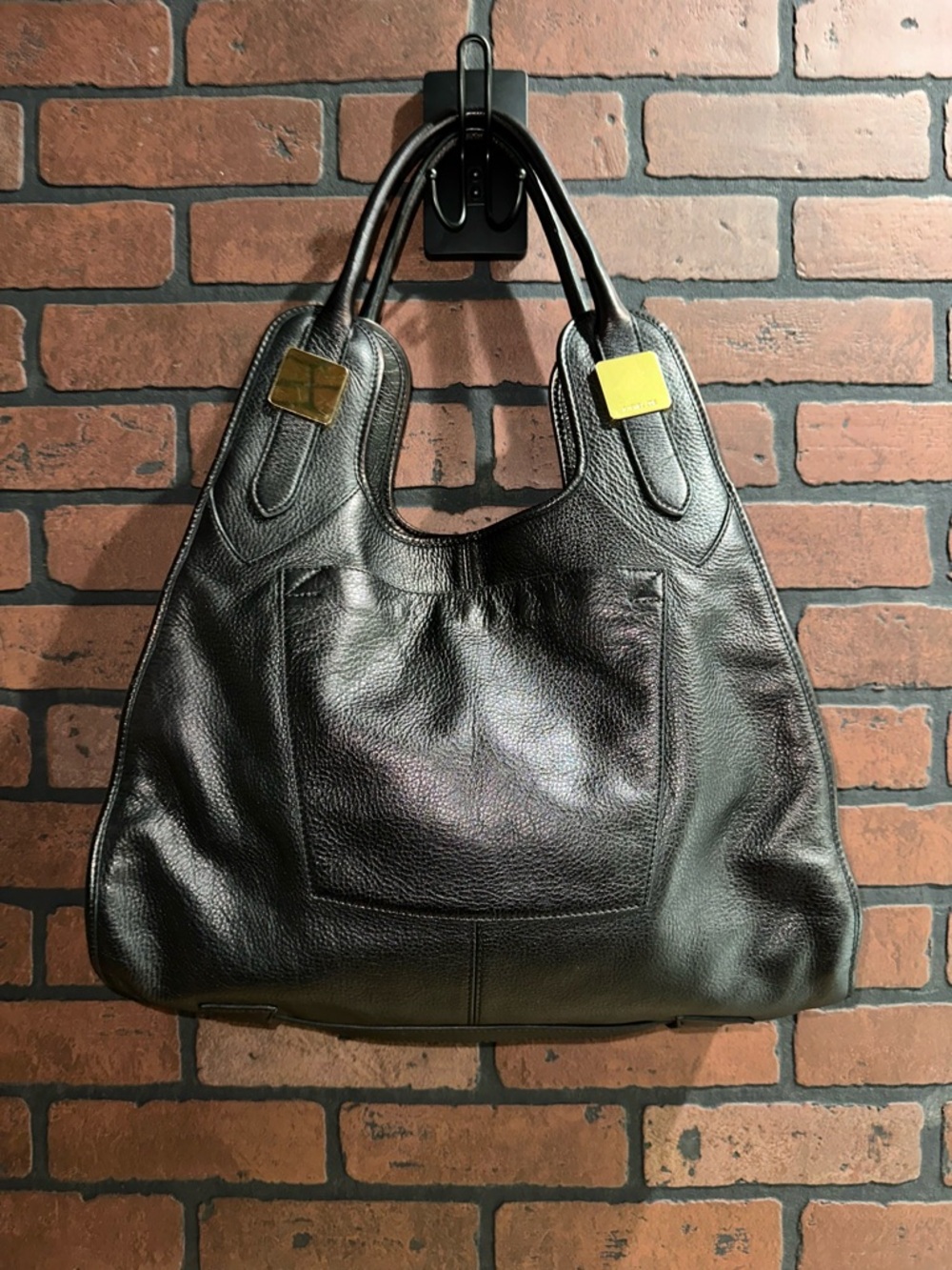 Rachel Zoe Black Leather Hobo Bag with Gold Accents - Picture 4 of 14